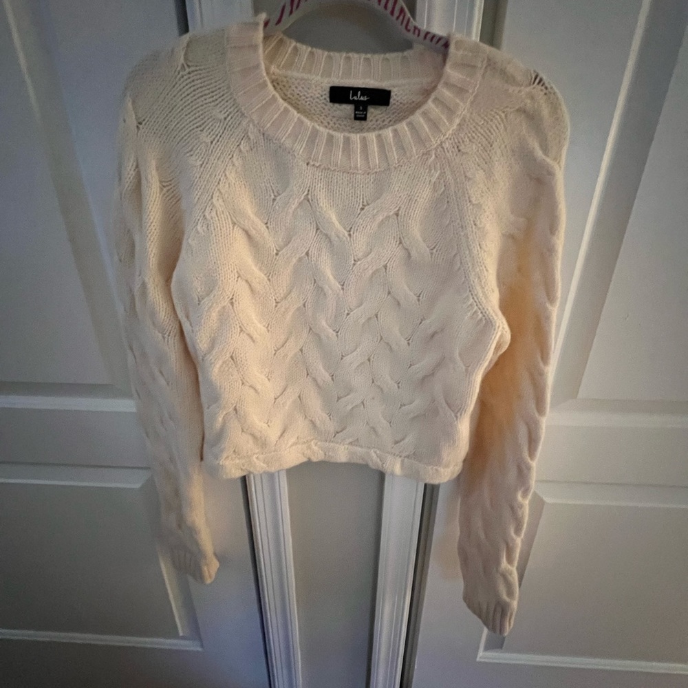 Cream knit lulus sweater